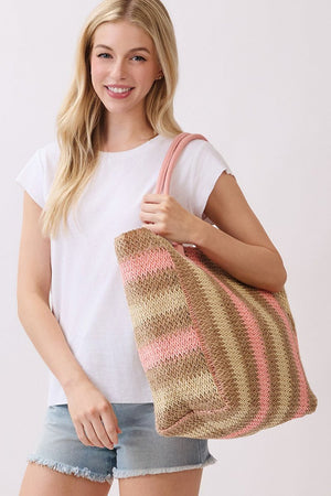 Palm Springs Pink Straw Tote Bag - Wholesale Accessory Market