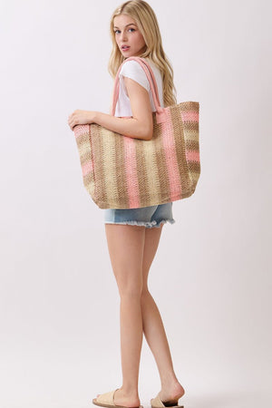 Palm Springs Pink Straw Tote Bag - Wholesale Accessory Market