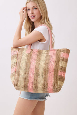 Palm Springs Pink Straw Tote Bag - Wholesale Accessory Market