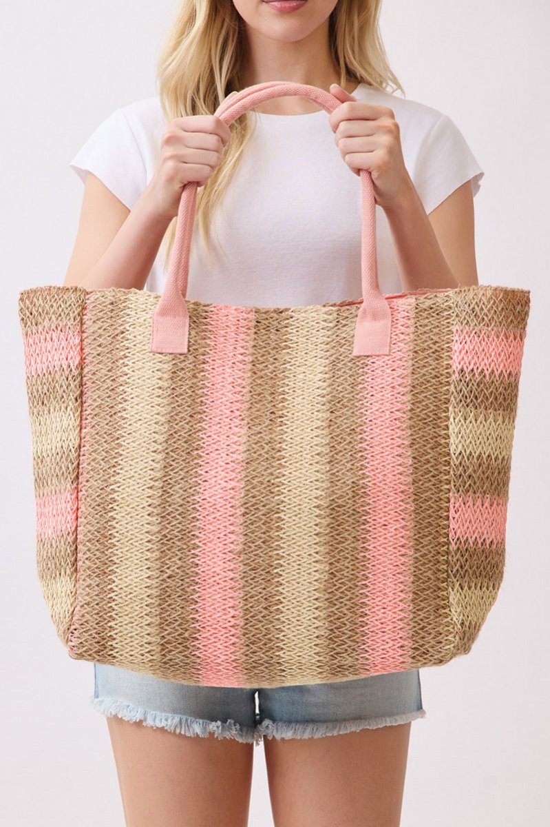 Palm Springs Pink Straw Tote Bag - Wholesale Accessory Market