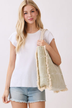 Indira Olive Elephant Fringe Tote - Wholesale Accessory Market