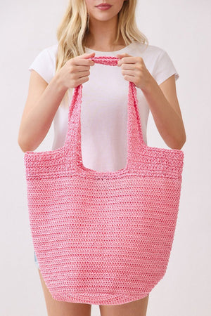 Salt & Sun Hot Pink Woven Straw Bucket Bag - Wholesale Accessory Market