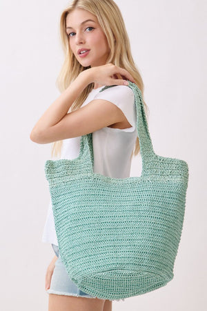 Salt & Sun Mint Woven Straw Bucket Bag - Wholesale Accessory Market