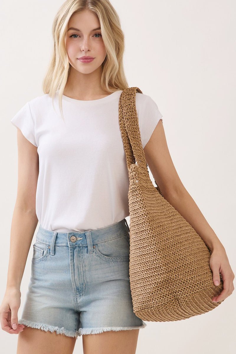 Salt & Sun Tan Woven Straw Bucket Bag - Wholesale Accessory Market