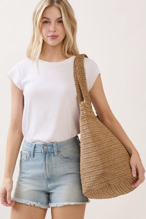 Salt & Sun Tan Woven Straw Bucket Bag - Wholesale Accessory Market
