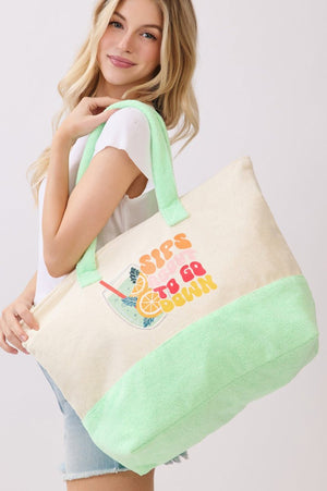 Sips About To Go Down Terry Tote - Wholesale Accessory Market