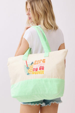 Sips About To Go Down Terry Tote - Wholesale Accessory Market