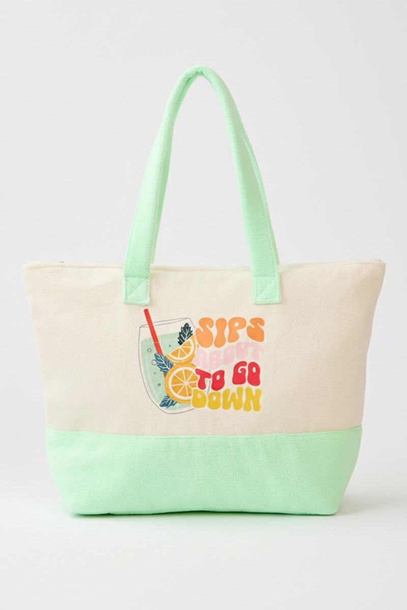 Sips About To Go Down Terry Tote - Wholesale Accessory Market