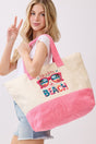 Life Is Better At The Beach Hot Pink Terry Tote - Wholesale Accessory Market