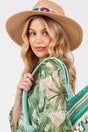 Calla Floral Crochet Band Taupe Straw Hat - Wholesale Accessory Market