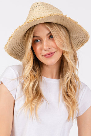 Pelican Bay Starfish Beige Frayed Straw Hat - Wholesale Accessory Market