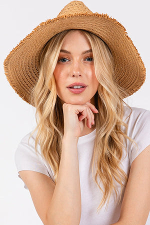 Pelican Bay Starfish Taupe Frayed Straw Hat - Wholesale Accessory Market