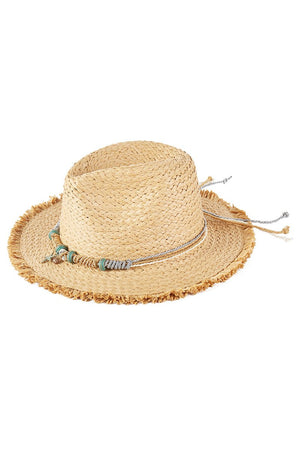 Pelican Bay Starfish Taupe Frayed Straw Hat - Wholesale Accessory Market