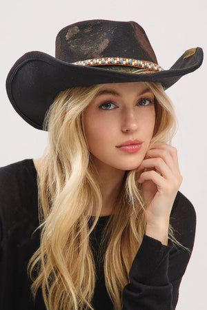 Midnight Mesa Black Vintage Felt Cowgirl Hat - Wholesale Accessory Market