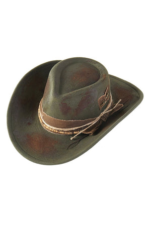 Pecos Pines Olive Vintage Felt Cowgirl Hat - Wholesale Accessory Market