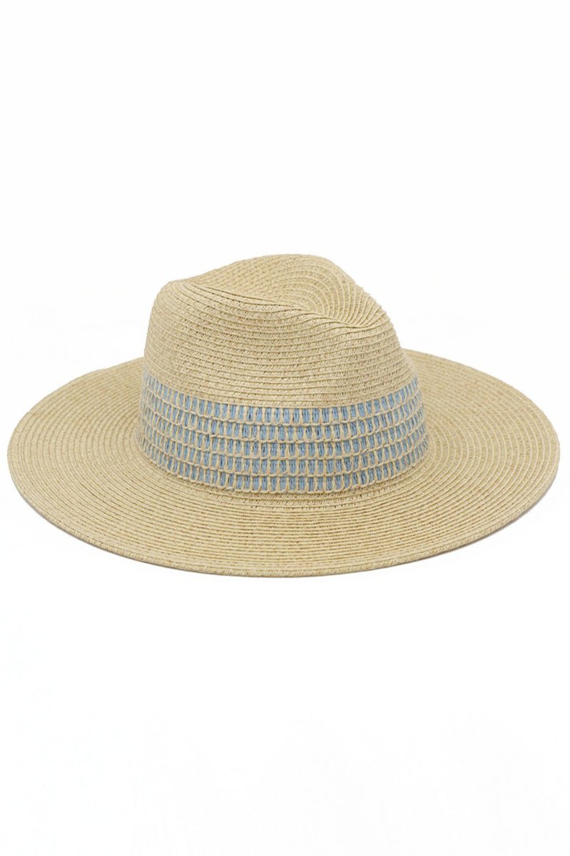 Cozumel Blue Woven Band Straw Hat - Wholesale Accessory Market