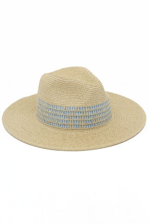 Cozumel Blue Woven Band Straw Hat - Wholesale Accessory Market