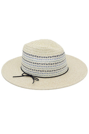 Sausalito Ivory Woven and Ribbon Band Straw Hat - Wholesale Accessory Market