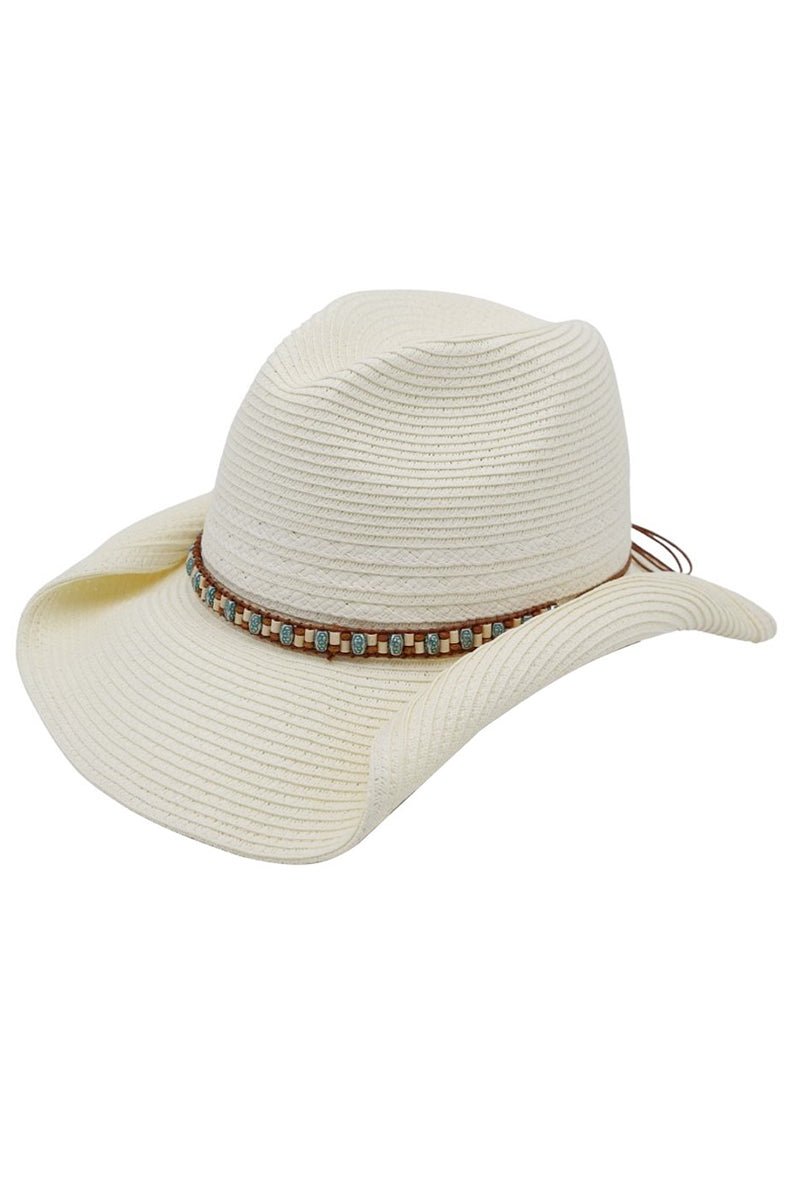 Desert Highway Beaded Ivory Straw Cowgirl Hat - Wholesale Accessory Market