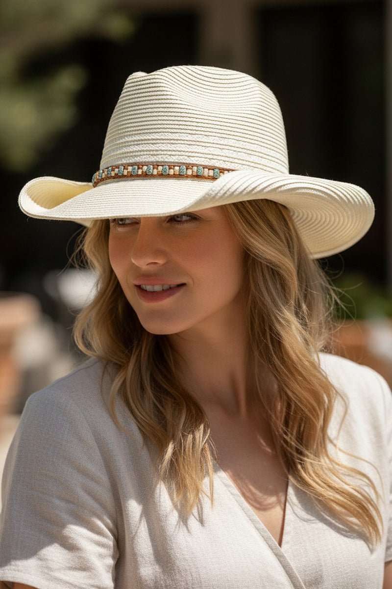 Desert Highway Beaded Ivory Straw Cowgirl Hat - Wholesale Accessory Market