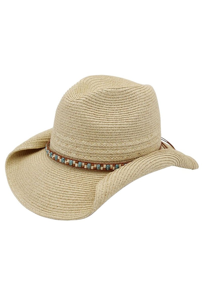 Desert Highway Beaded Natural Straw Cowgirl Hat - Wholesale Accessory Market