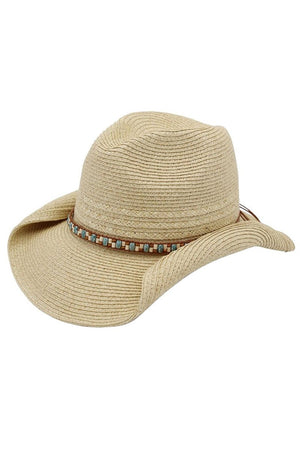 Desert Highway Beaded Natural Straw Cowgirl Hat - Wholesale Accessory Market