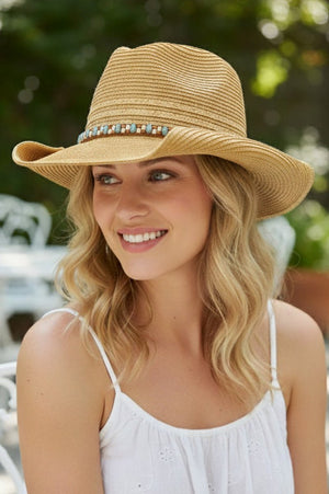 Desert Highway Beaded Tan Straw Cowgirl Hat - Wholesale Accessory Market