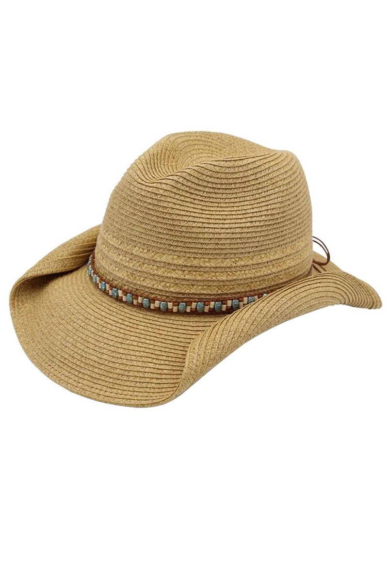 Desert Highway Beaded Tan Straw Cowgirl Hat - Wholesale Accessory Market