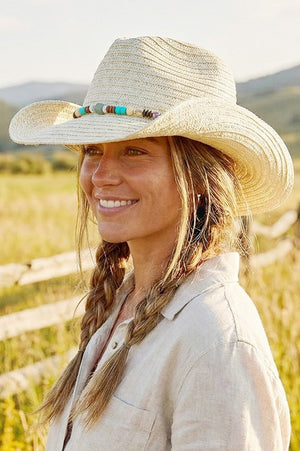 Galveston Island Beaded Ivory Straw Cowgirl Hat - Wholesale Accessory Market