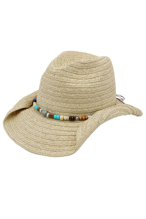 Galveston Island Beaded Natural Straw Cowgirl Hat - Wholesale Accessory Market
