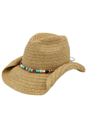 Galveston Island Beaded Tan Straw Cowgirl Hat - Wholesale Accessory Market
