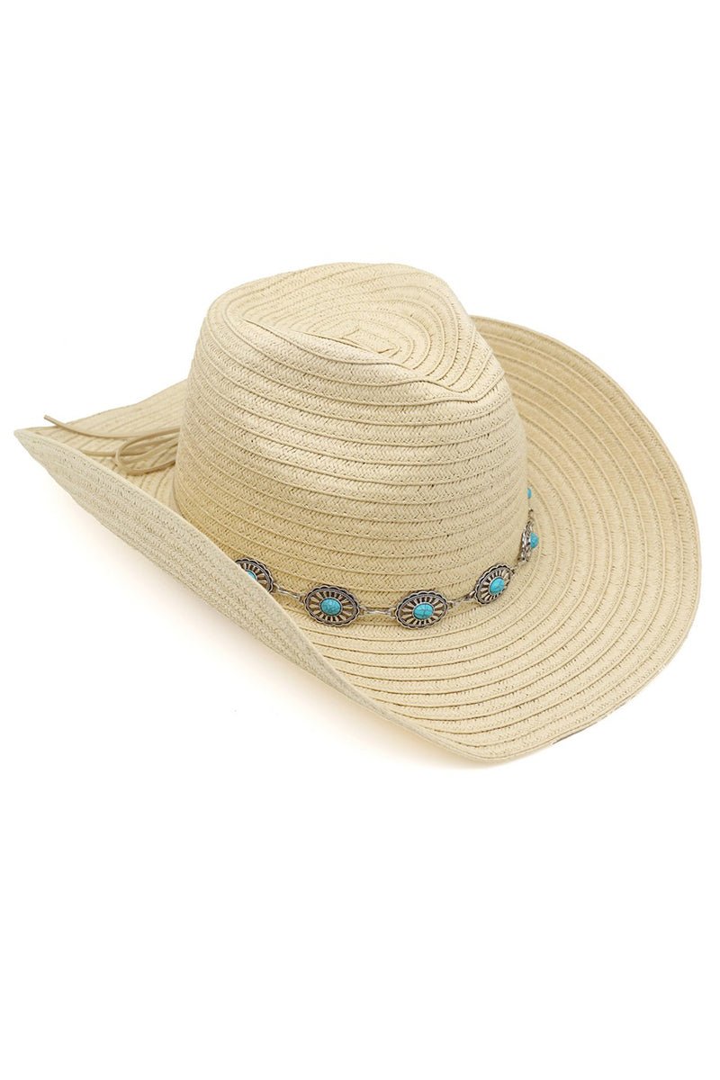 Wander West Concho Banded Natural Straw Cowgirl Hat - Wholesale Accessory Market