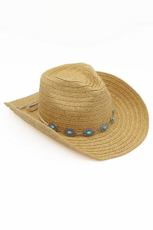Wander West Concho Banded Tan Straw Cowgirl Hat - Wholesale Accessory Market
