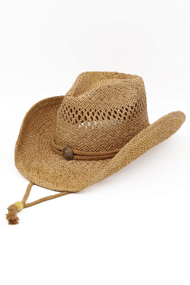 Tide & True Tan Straw Cowgirl Hat with Chin Strap - Wholesale Accessory Market