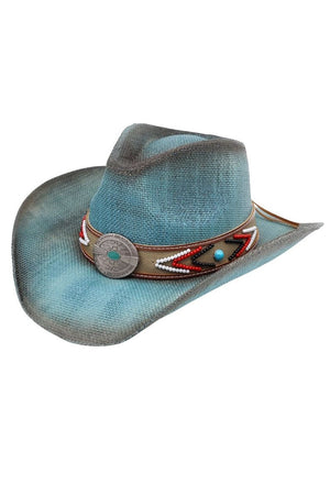 Painted Mesa Dusty Blue Straw Cowgirl Hat - Wholesale Accessory Market