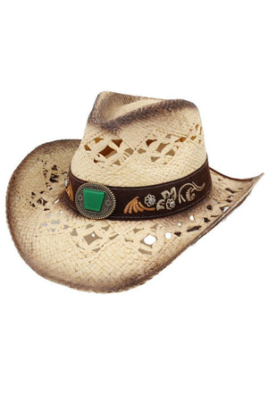 Sierra Verde Beige Vintage Straw Cowgirl Hat - Wholesale Accessory Market