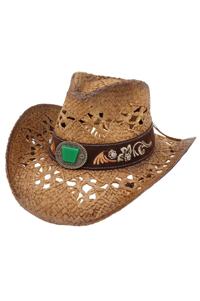 Sierra Verde Taupe Vintage Straw Cowgirl Hat - Wholesale Accessory Market