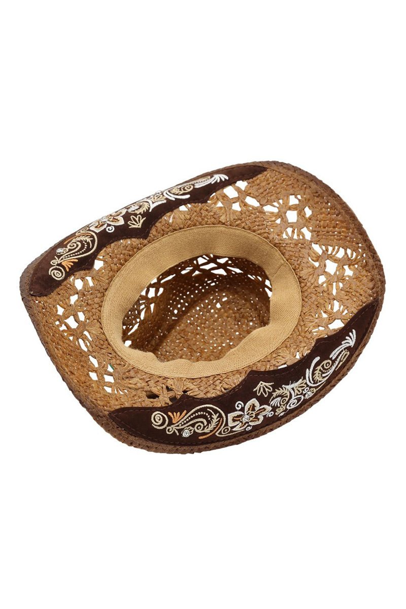 Sierra Verde Taupe Vintage Straw Cowgirl Hat - Wholesale Accessory Market