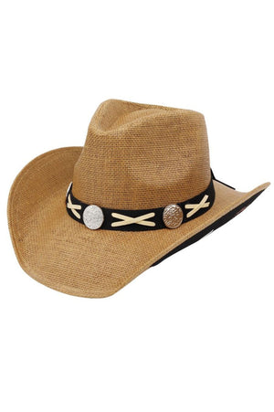 Horseshoe Hollow Taupe Vintage Straw Cowgirl Hat - Wholesale Accessory Market