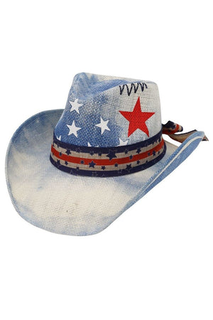 Stars & Stripes Blue Straw Cowgirl Hat - Wholesale Accessory Market