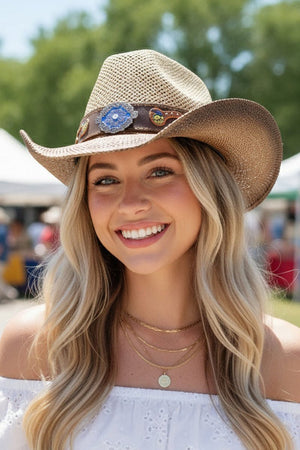 Wildflower Trail Beige Straw Cowgirl Hat - Wholesale Accessory Market