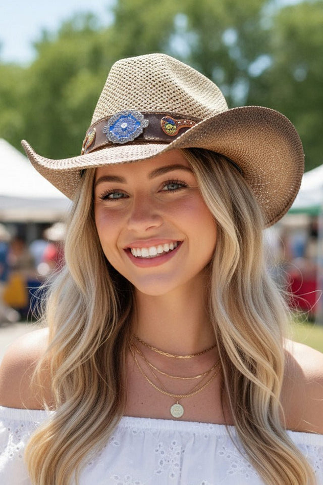 Wildflower Trail Beige Straw Cowgirl Hat - Wholesale Accessory Market