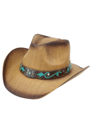 Desert Butterfly Taupe Straw Cowgirl Hat - Wholesale Accessory Market