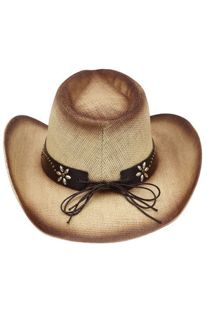 Lubbock Longhorn Beige Distressed Straw Cowgirl Hat - Wholesale Accessory Market