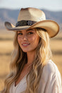 Lubbock Longhorn Beige Distressed Straw Cowgirl Hat - Wholesale Accessory Market