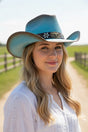 Lubbock Longhorn Dusty Blue Distressed Straw Cowgirl Hat - Wholesale Accessory Market
