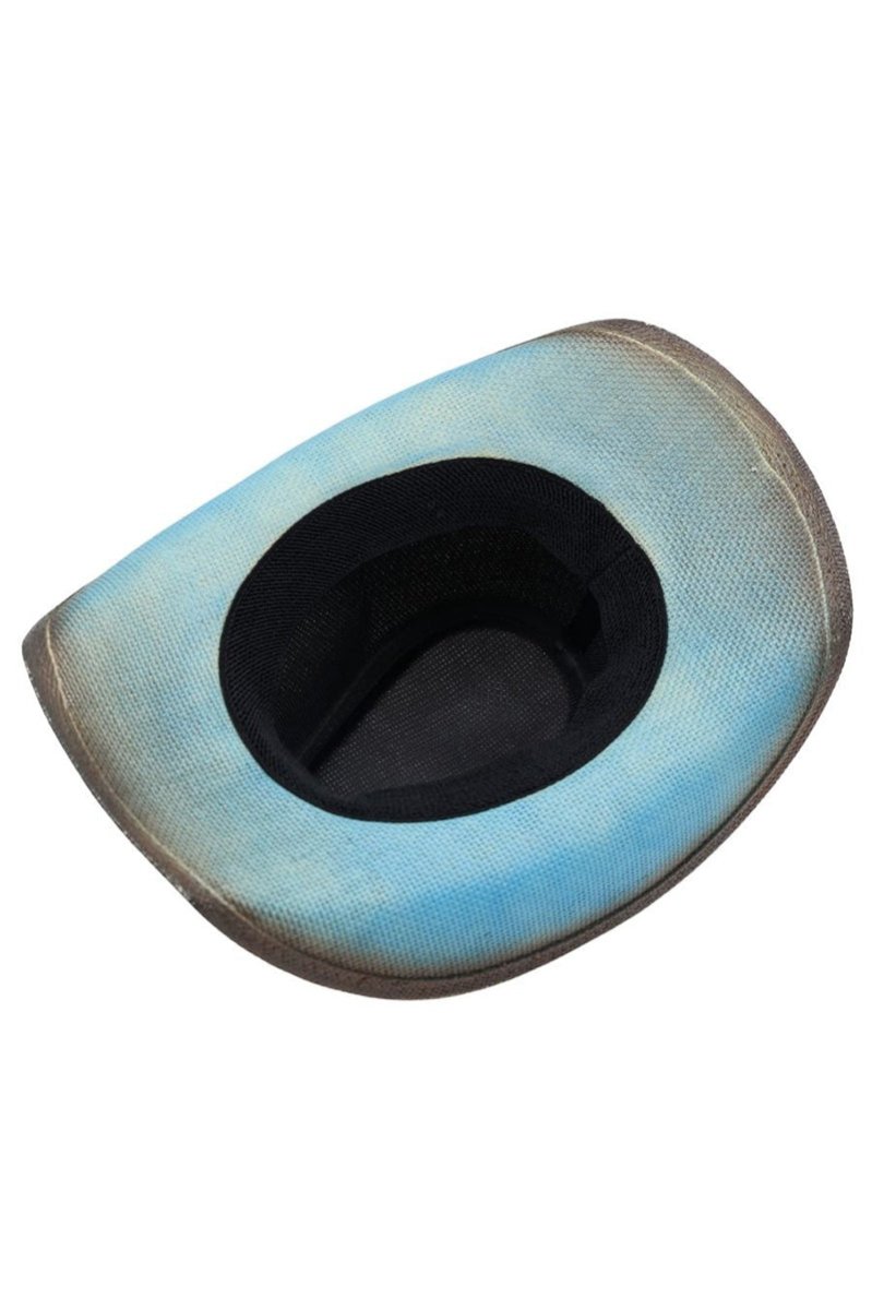 Lubbock Longhorn Dusty Blue Distressed Straw Cowgirl Hat - Wholesale Accessory Market