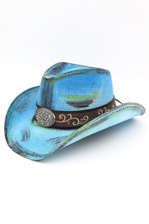 Bonfire Ridge Dusty Blue Antique Wash Straw Cowgirl Hat - Wholesale Accessory Market