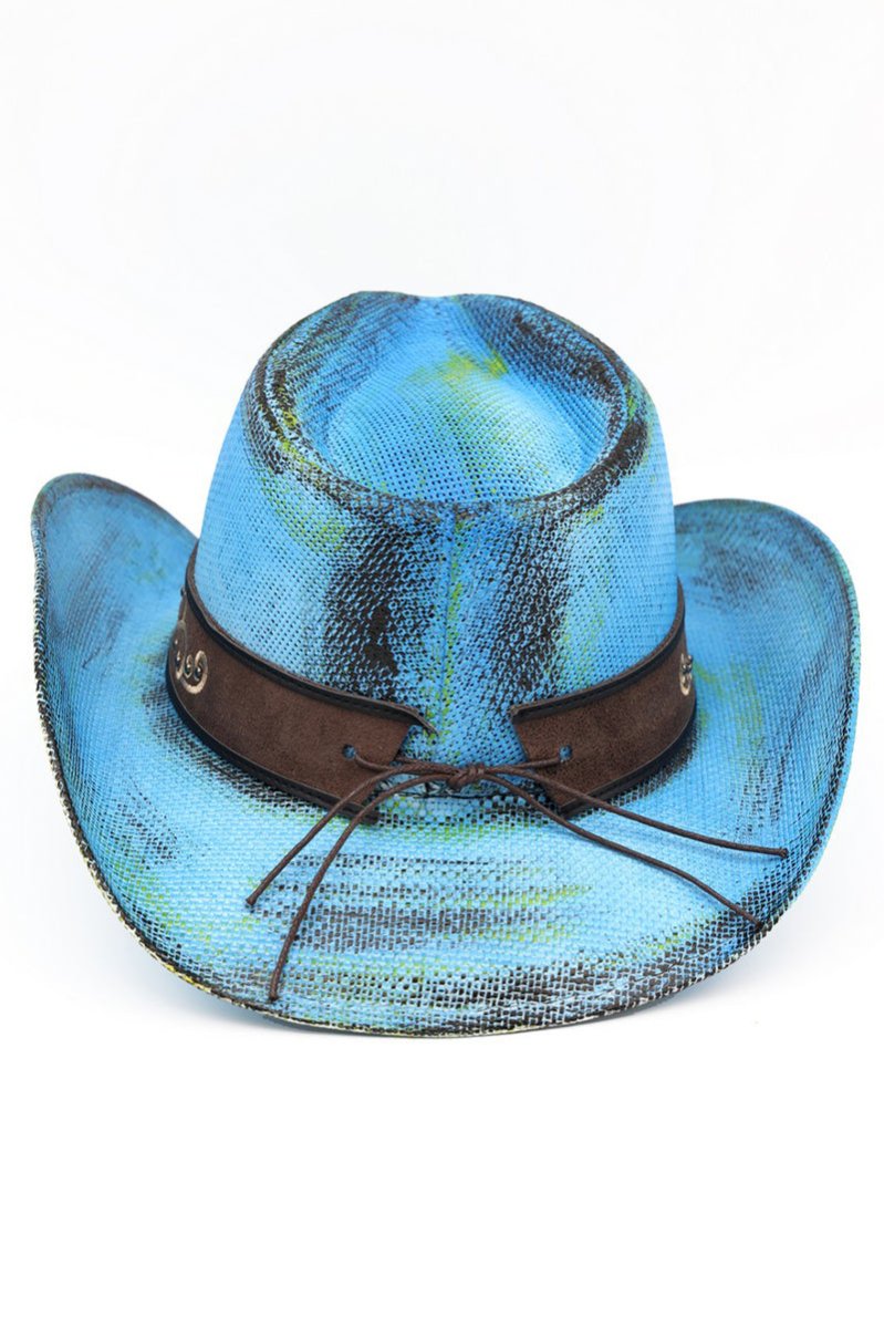 Bonfire Ridge Dusty Blue Antique Wash Straw Cowgirl Hat - Wholesale Accessory Market
