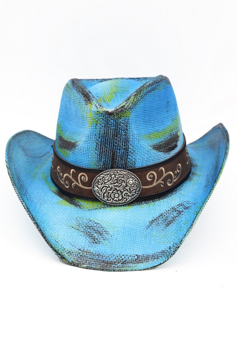 Bonfire Ridge Dusty Blue Antique Wash Straw Cowgirl Hat - Wholesale Accessory Market